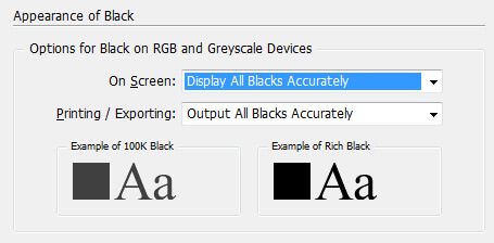 InDesign Appearance of Black Setting
