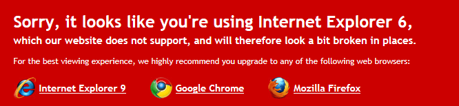 Our IE6 Warning